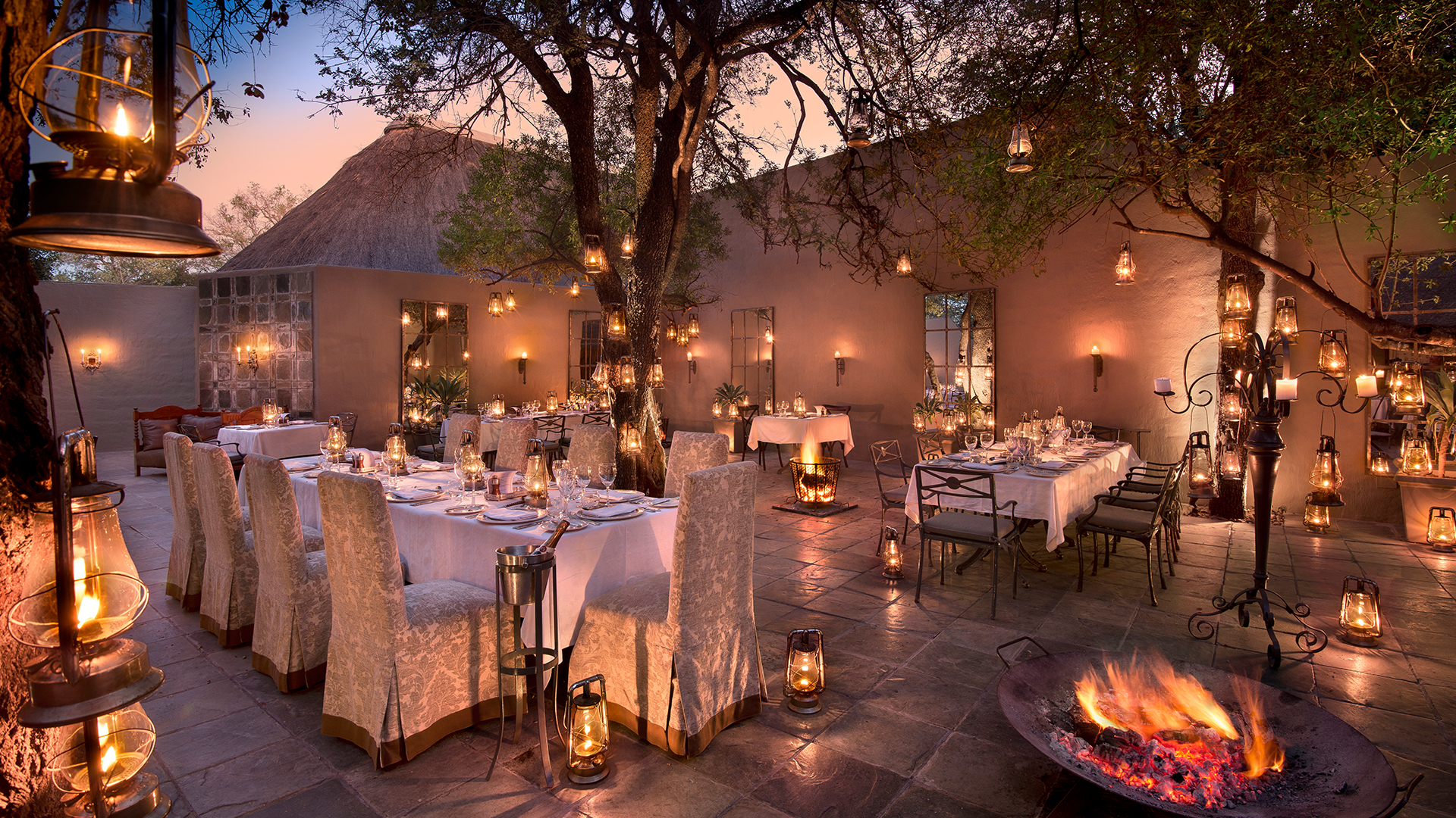 Courtyard Dining At Luxury Andbeyond Ngala Safari Lodge Close To Kruger National Park In South Africa